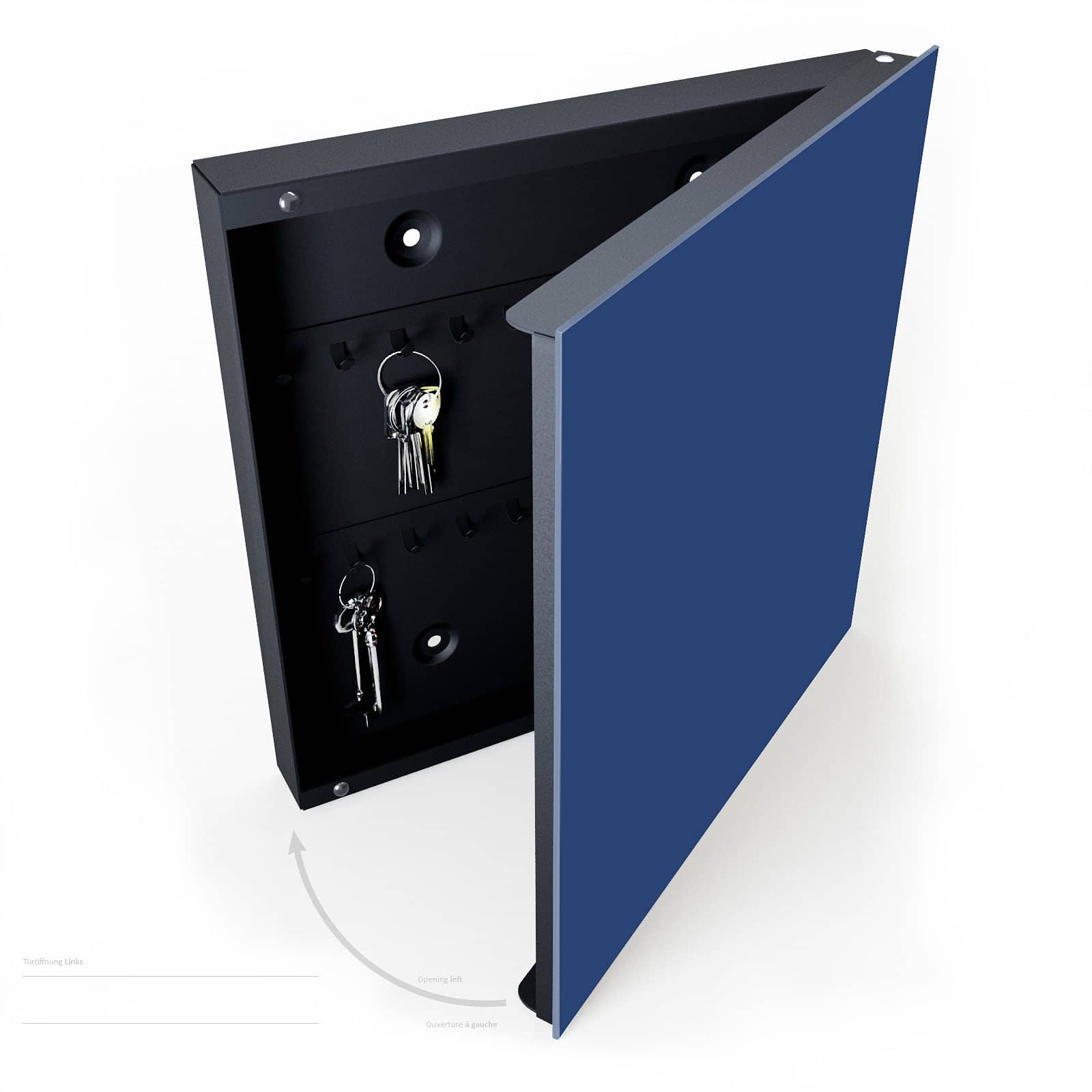 Aufgeräumter Schlüsselkasten modern flur mit Motiv Marineblauer Hintergrund III halboffen mit Schlüsseln