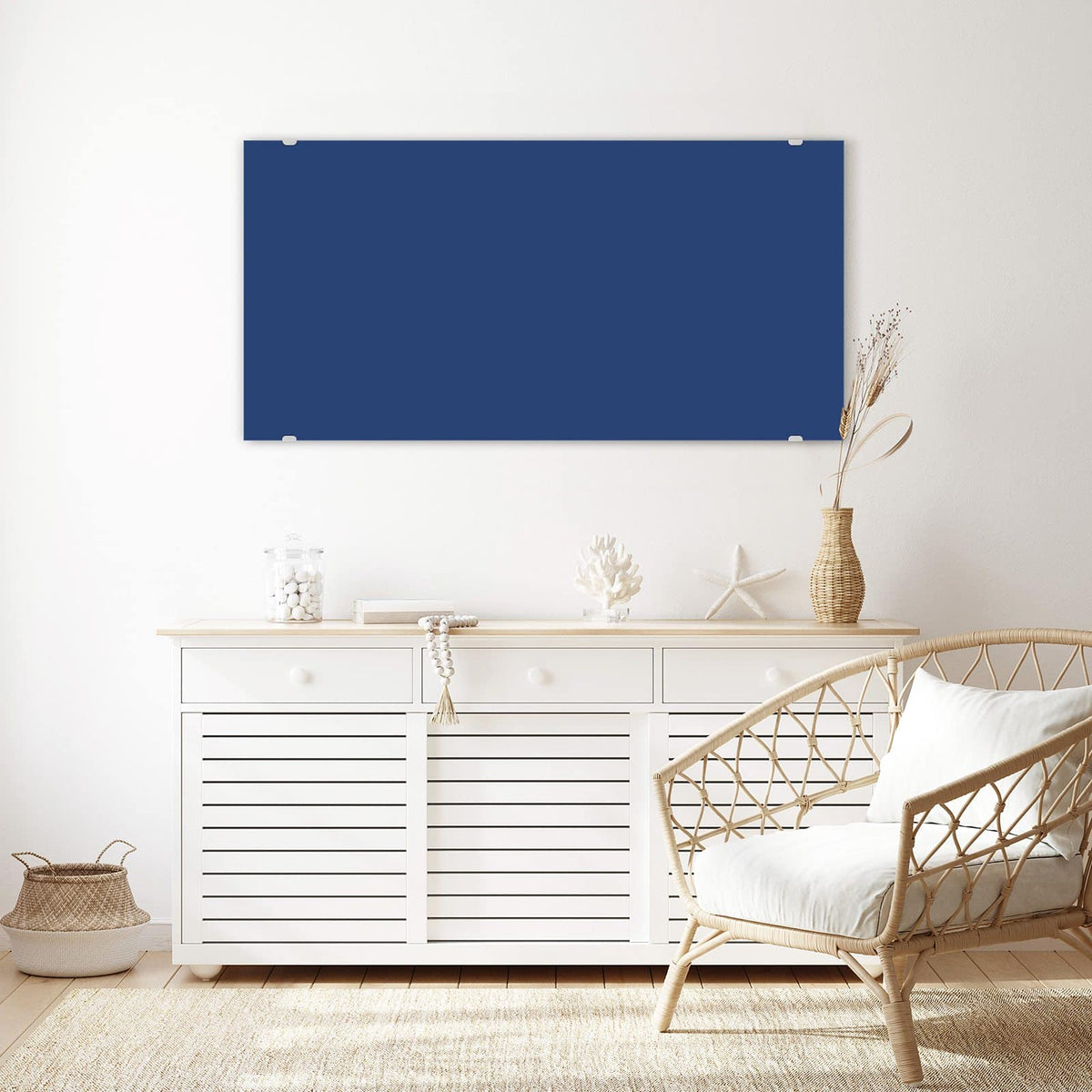 Echtglas, 4 mm – kein Acryl, keine Folie – Wandbild - Jeansblau - Querformat