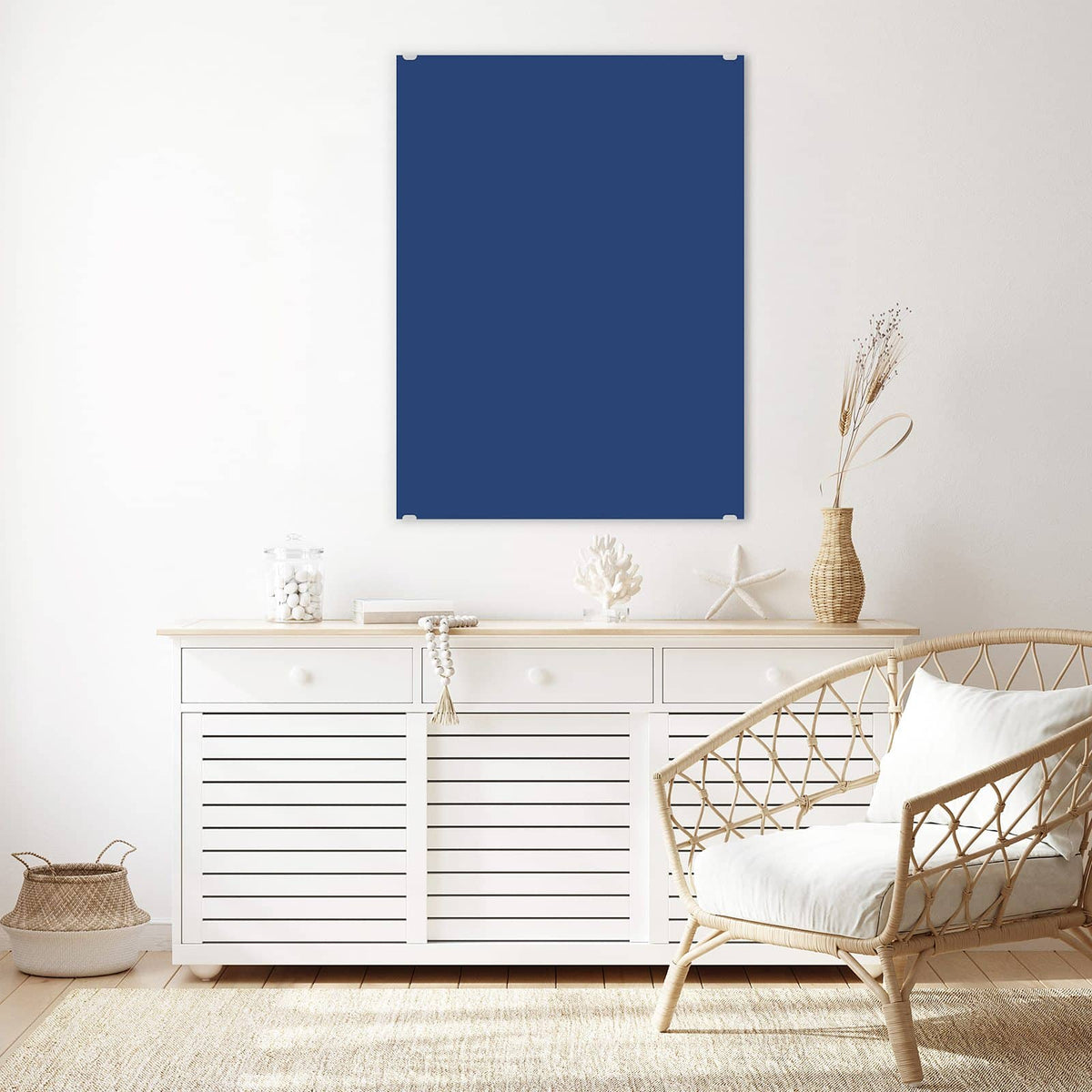 Aufhängung liegt bei – Motiv später wechselbar – Wandbild - Jeansblau - Hochformat