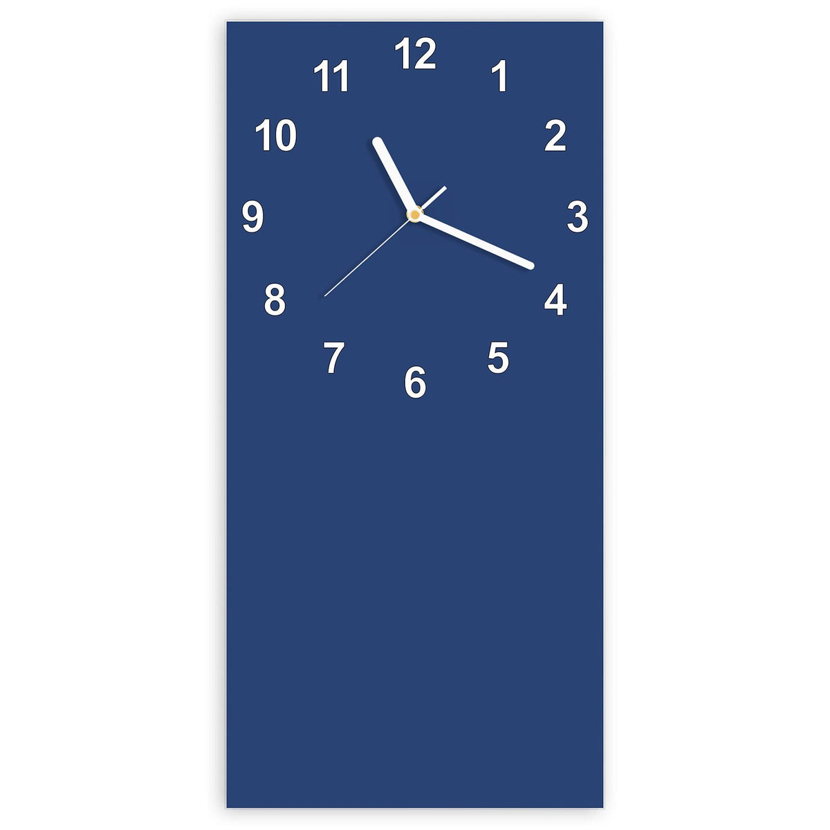 Wanduhr aus Glas, Ziffernblatt Modern mit Motiv Jeansblau: Mittleres, leicht graues Marineblau als Vollfläche