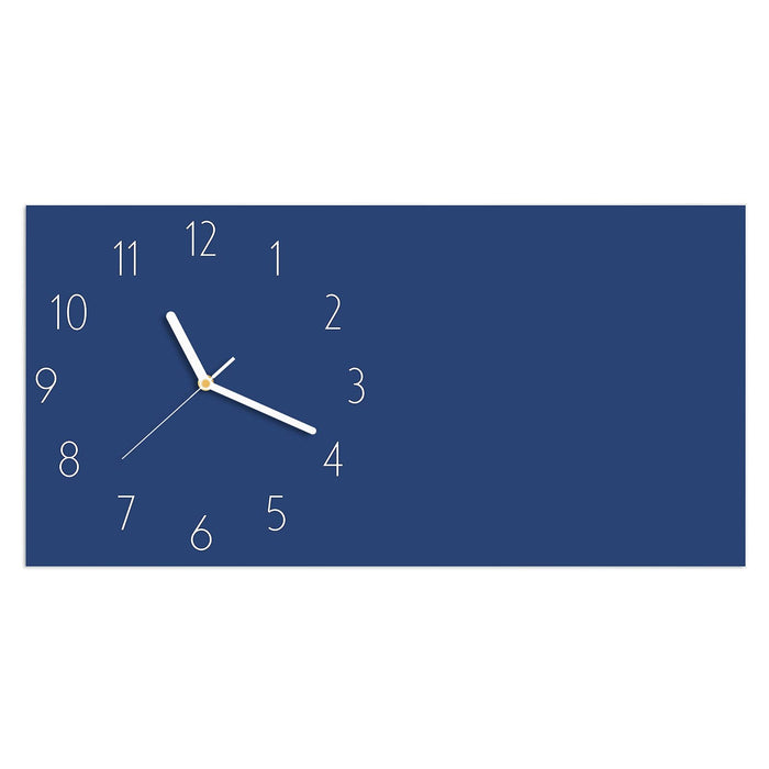 Wanduhr Marineblauer Hintergrund III aus Glas – Querformat 60 × 30 cm mit Ziffernblatt Elegant