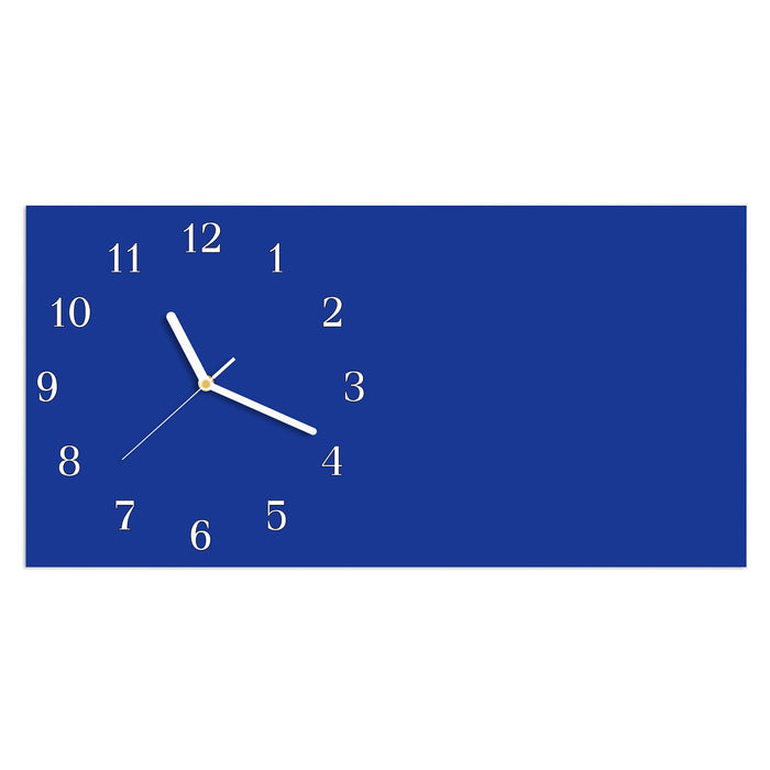 Wanduhr Königsblauer Hintergrund II aus Glas – Querformat 60 × 30 cm mit Ziffernblatt Klassisch