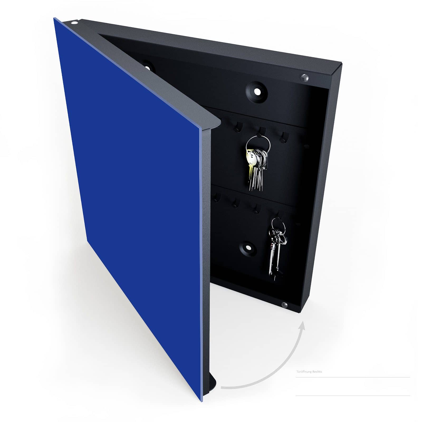 Schlüsselkasten modern mit Absenkautomatik mit Motiv Königsblauer Hintergrund II halboffen mit Schlüsseln