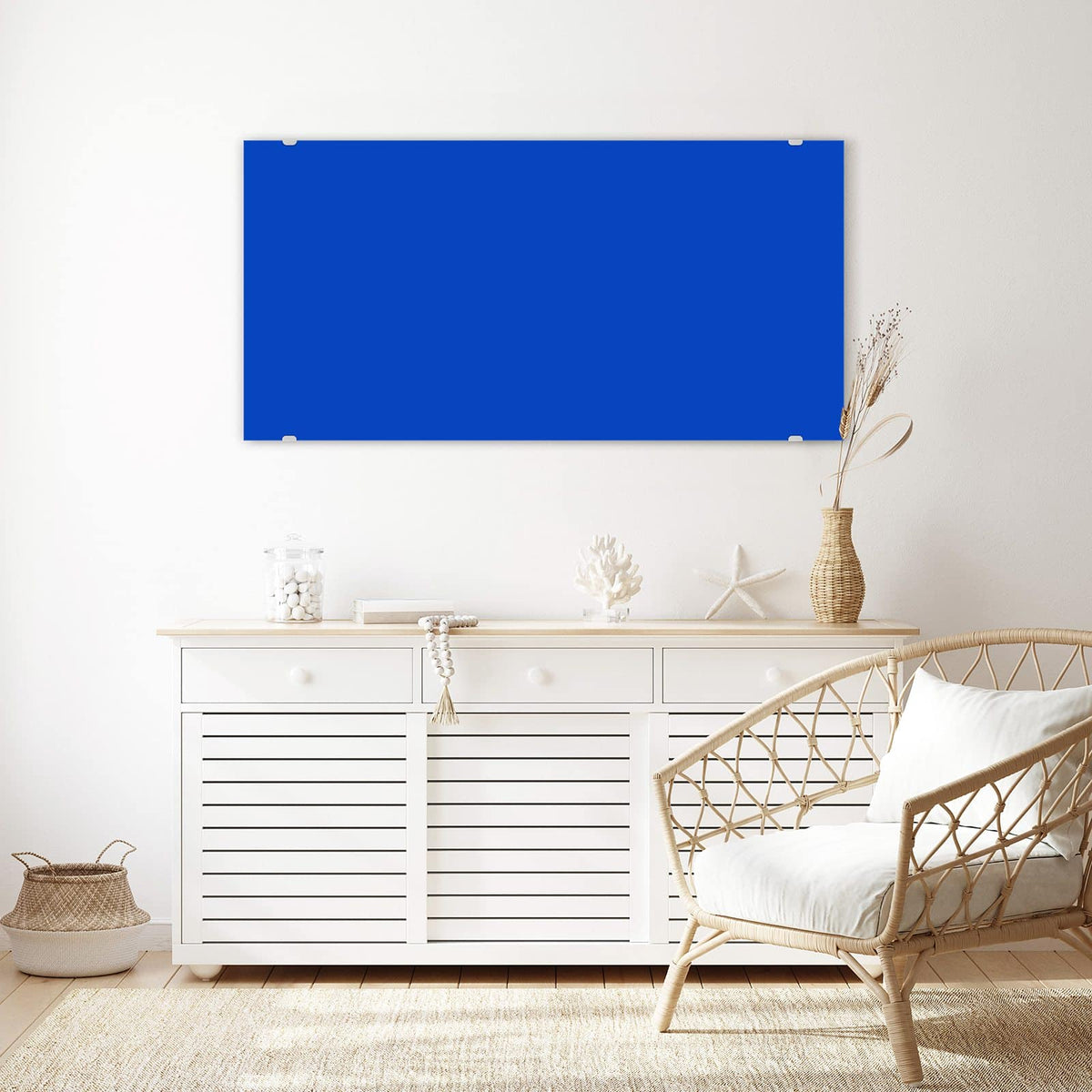 Echtglas, 4 mm – kein Acryl, keine Folie – Wandbild - Kornblumenblau - Querformat