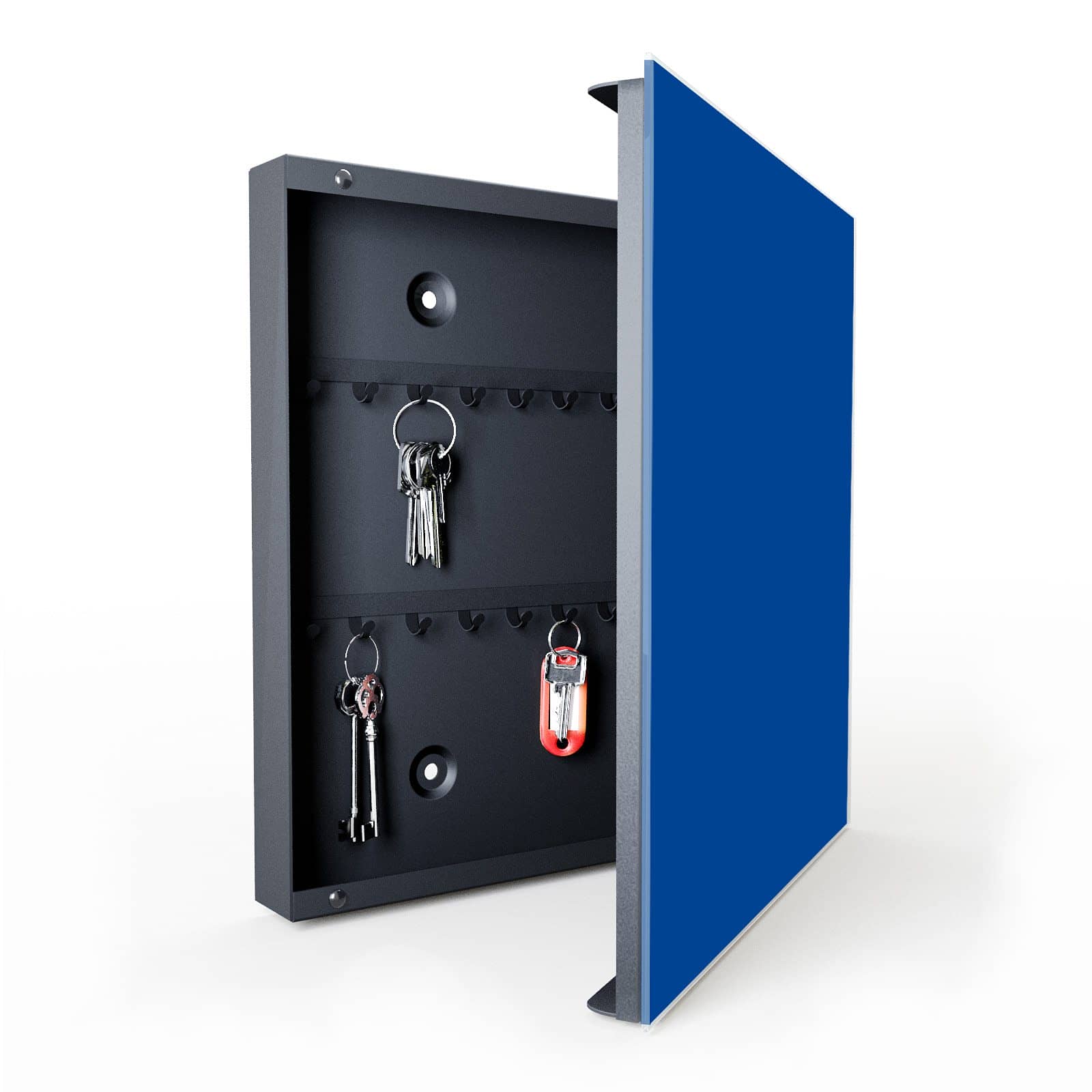 Schlüsselboard mit Absenkautomatik und Motiv Dunkelblauer Hintergrund I in geöffneter Innenansicht