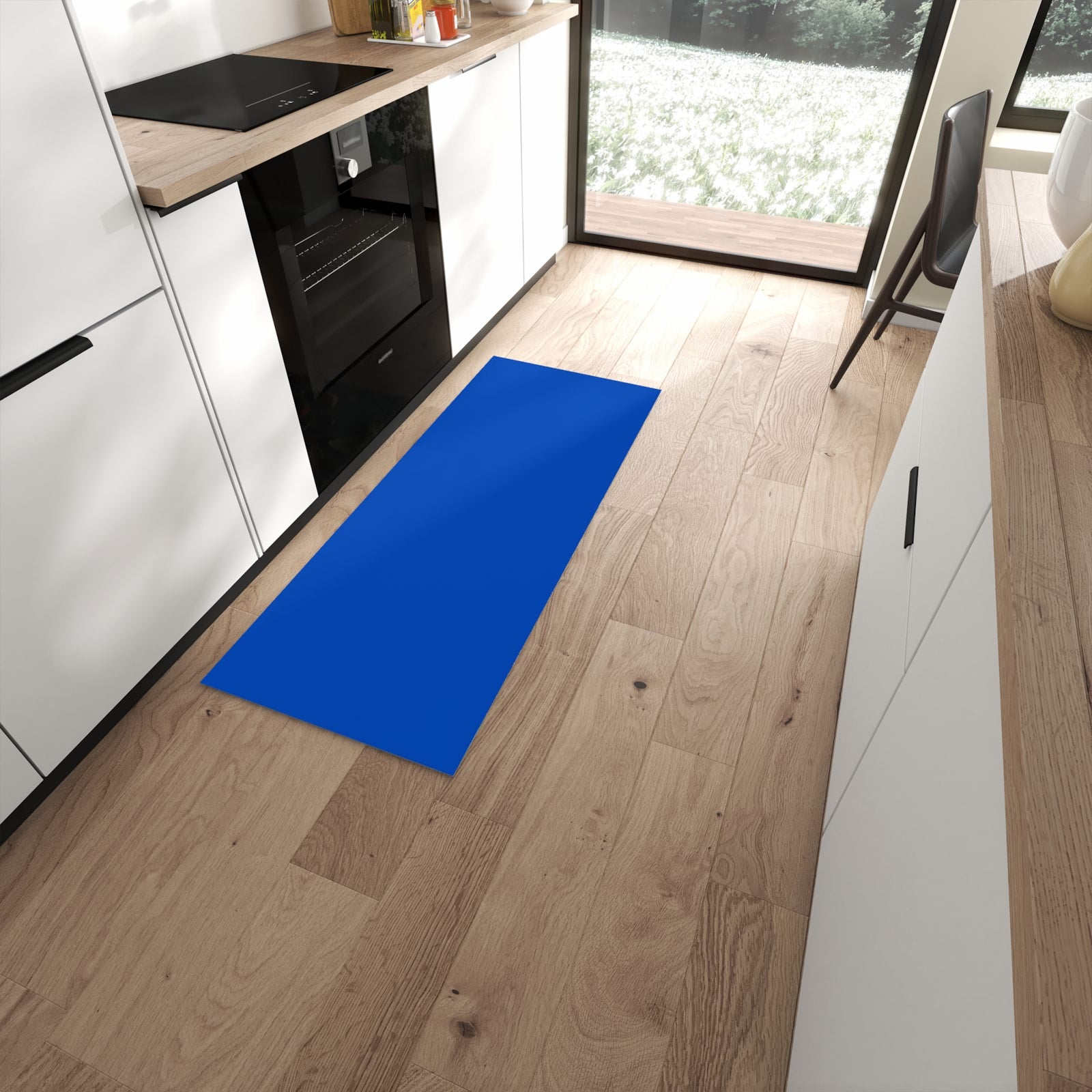 Komfortabler Küchenteppich mit Motiv Dunkelblauer Hintergrund II in moderner Küche - abwaschbar #grösse_60 x 150 cm