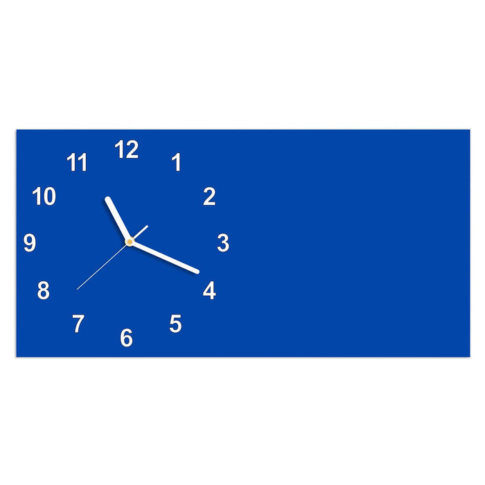 Wanduhr Dunkelblauer Hintergrund II aus Glas – Querformat 60 × 30 cm mit Ziffernblatt Modern