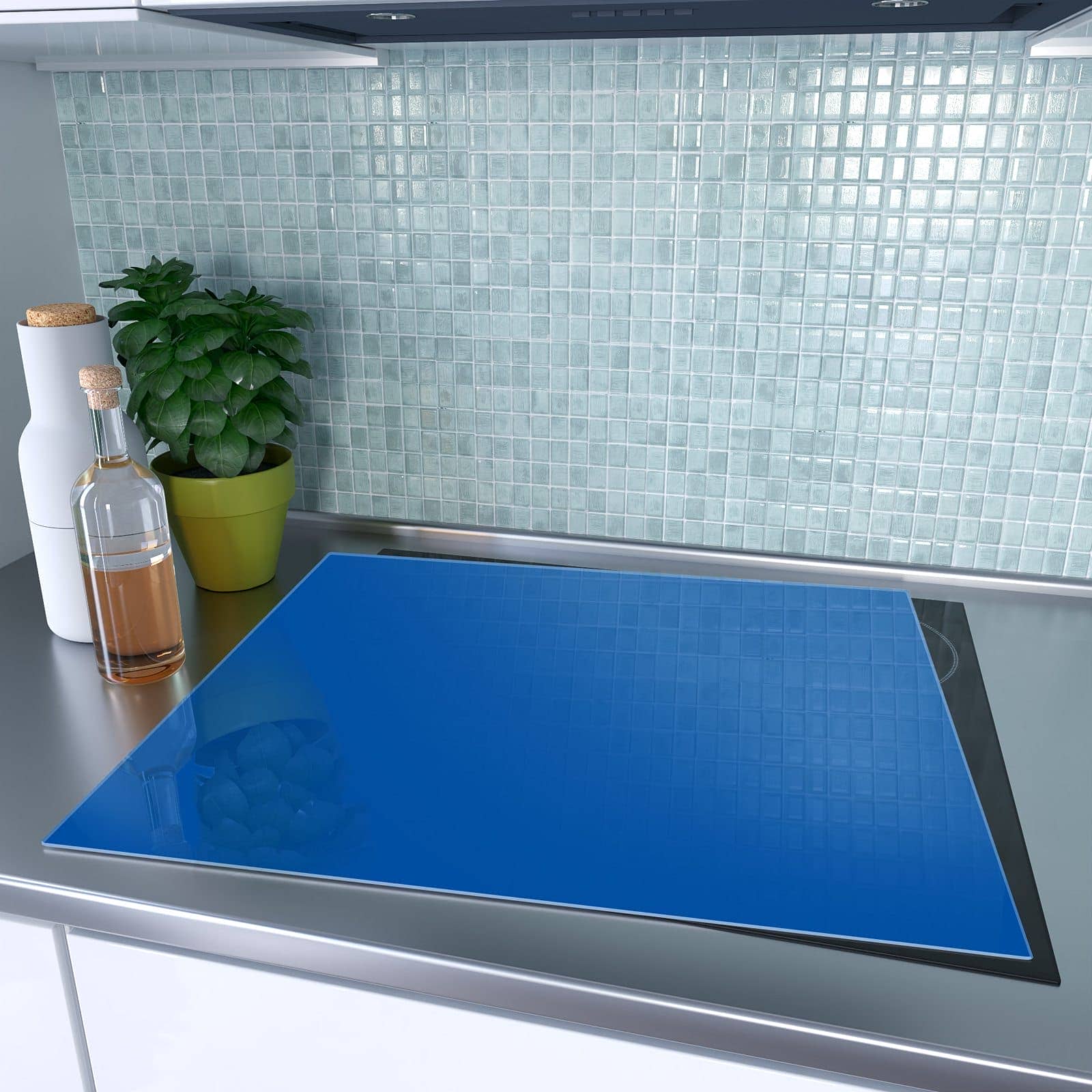 1-teilige Abdeckplatte für Induktionsherd mit Dunkelblauer Hintergrund III-Motiv auf dem Ceranfeld