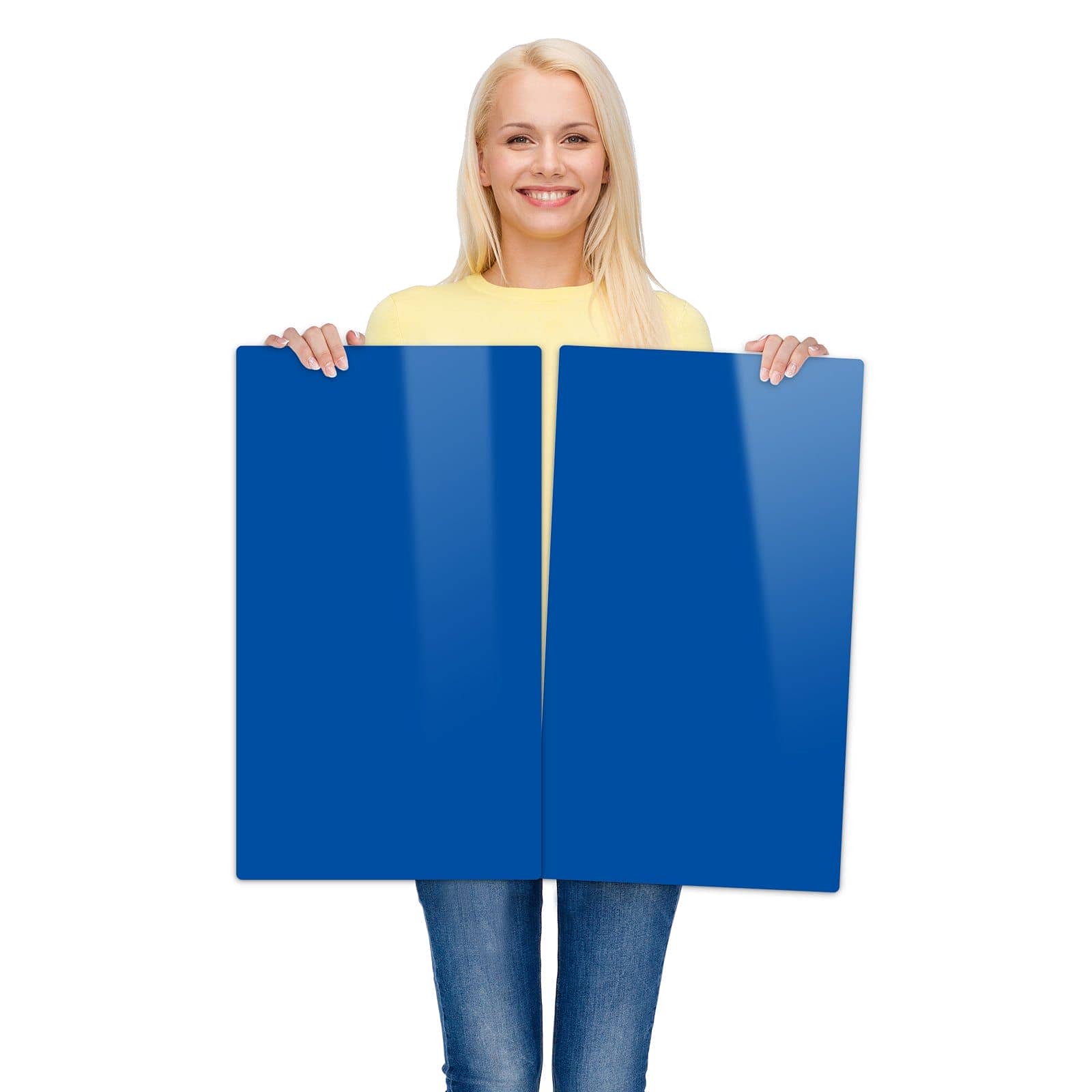 2-teilige Herdabdeckplatten für Ceranfeld mit Dunkelblauer Hintergrund III-Motiv zur Größendarstellung gehalten