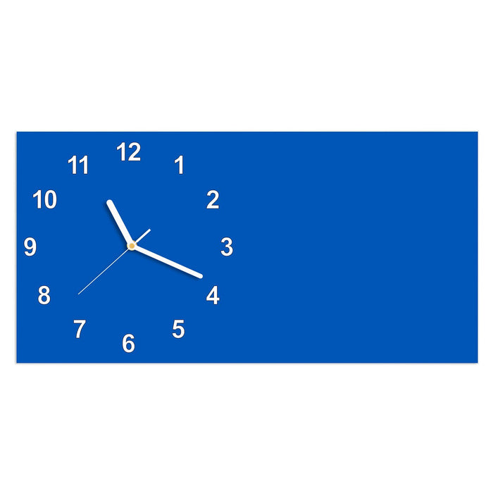 Wanduhr Blauer Hintergrund I aus Glas – Querformat 60 × 30 cm mit Ziffernblatt Modern
