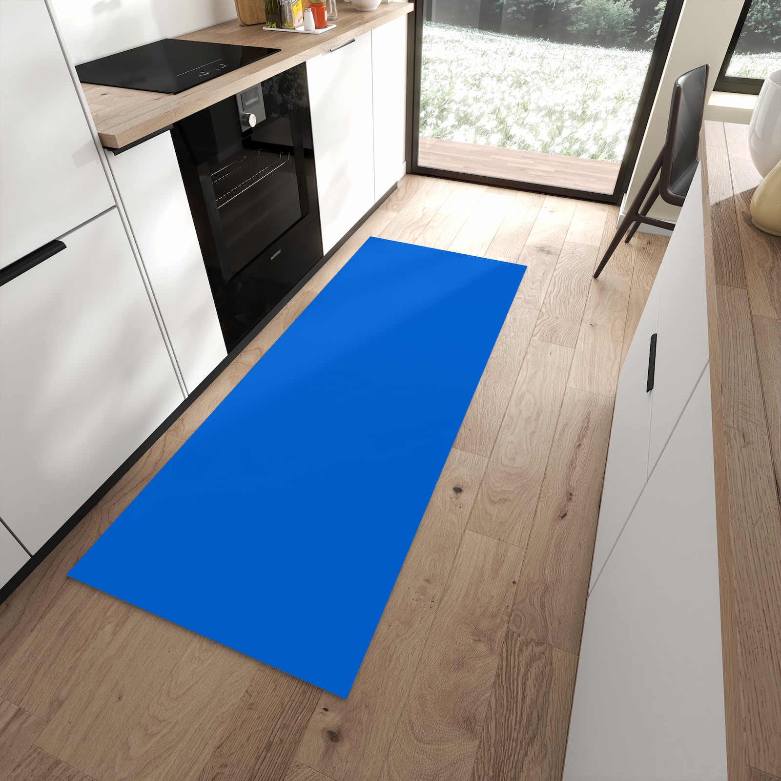 Küchenläufer mit Motiv Blauer Hintergrund II für sicheren Stand im Eingangsbereich