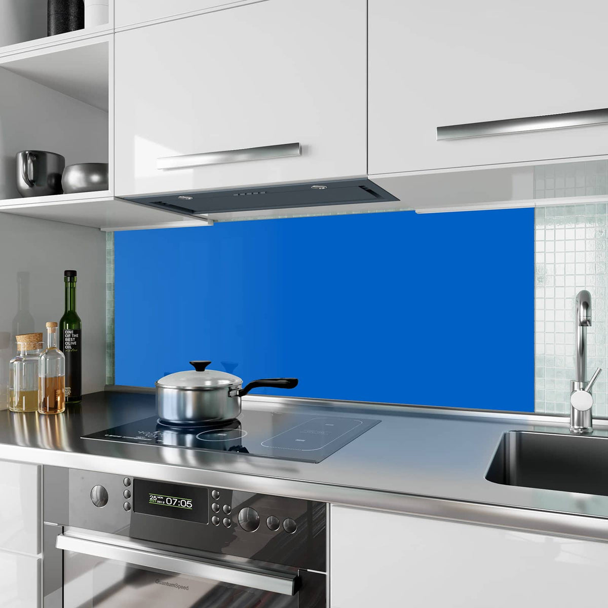 Küchenrückwand Enzianblau aus Glas – Einfarbiges Blau ohne Muster