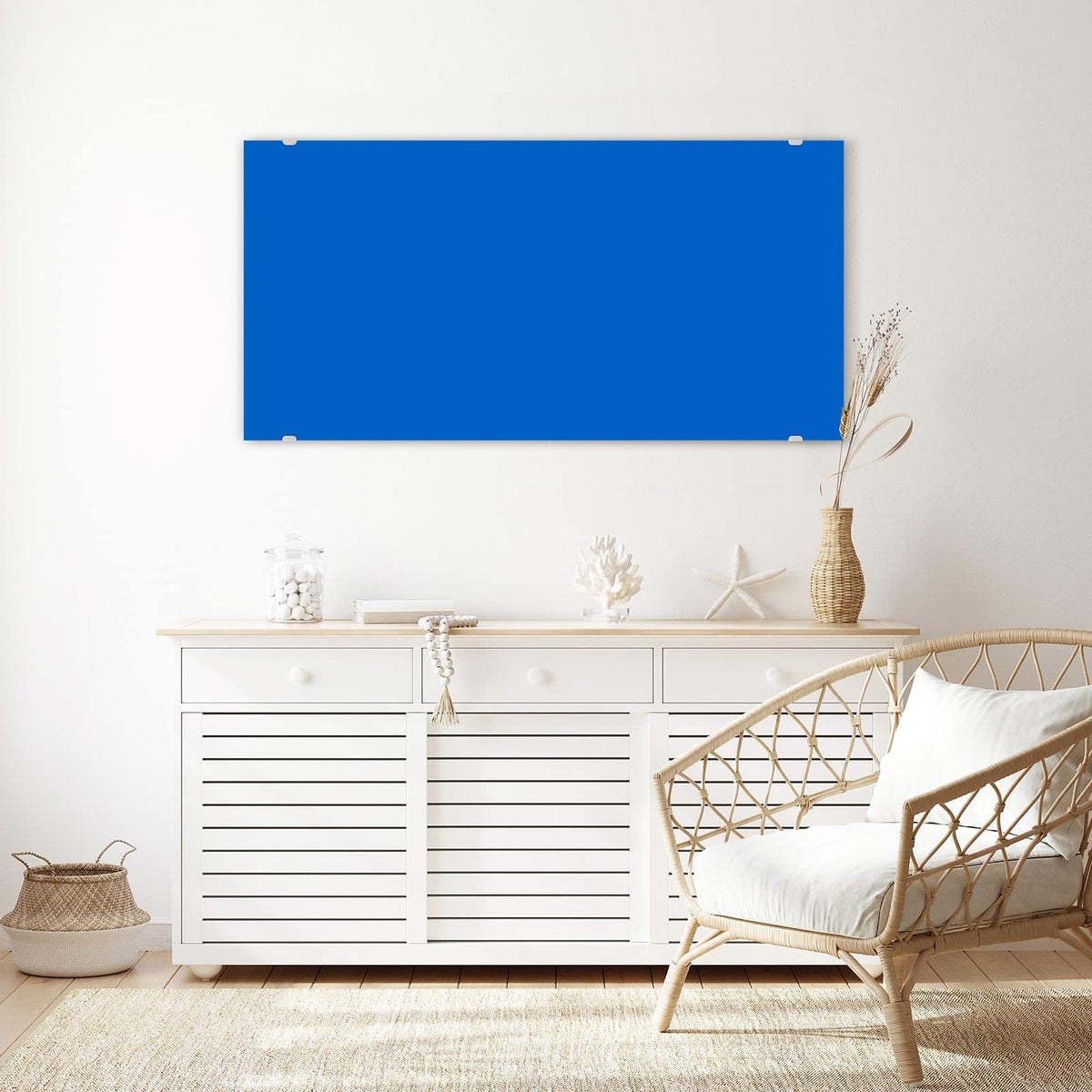 Echtglas, 4 mm – kein Acryl, keine Folie – Wandbild - Enzianblau - Querformat