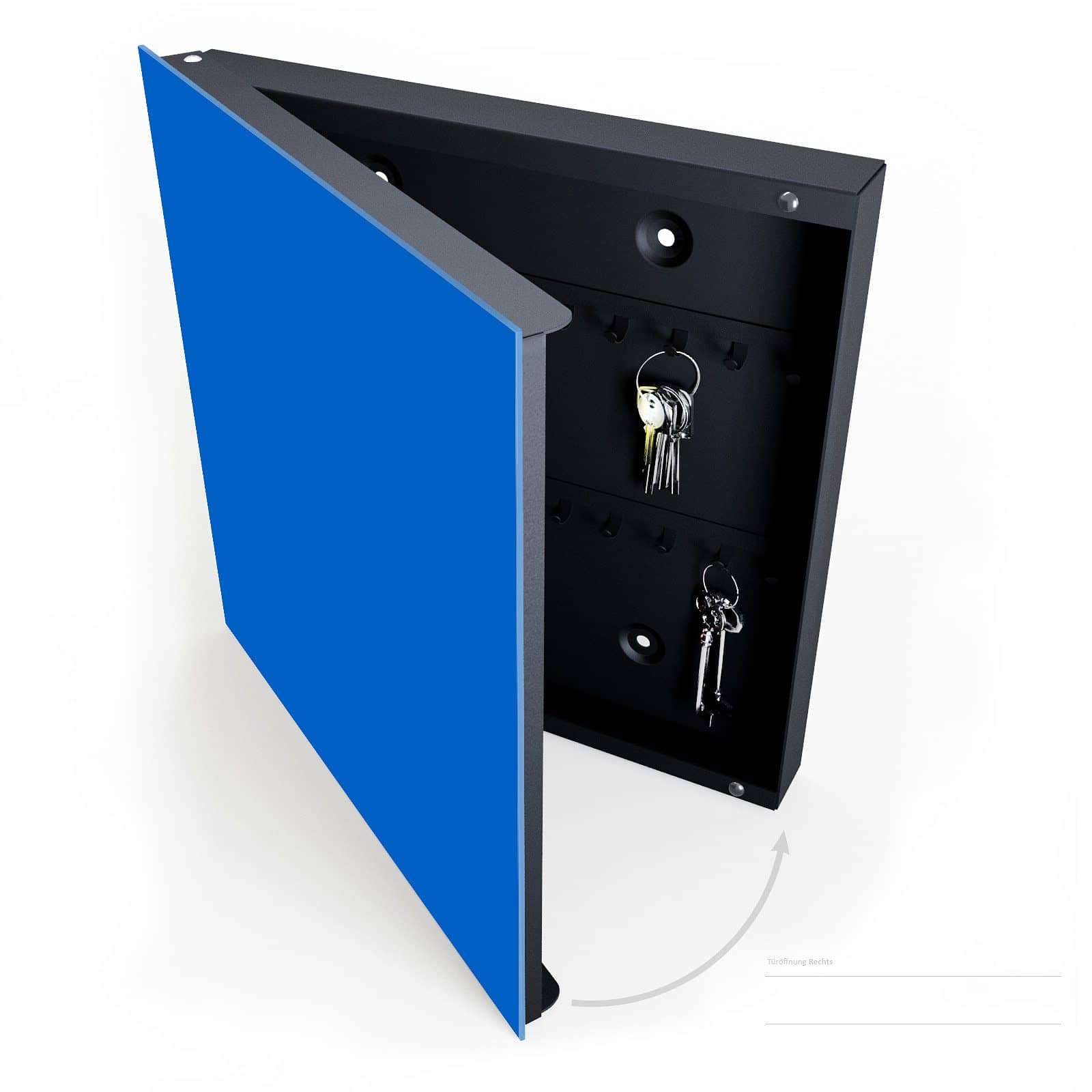 Praktischer Schlüsselschrank mit Motiv Blauer Hintergrund II halboffen mit Schlüsseln