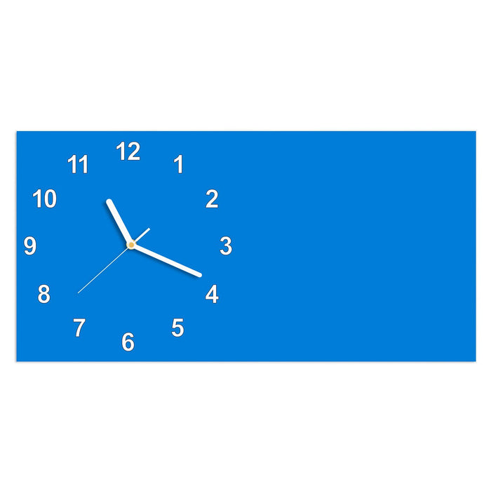 Wanduhr Hellblauer Hintergrund I aus Glas – Querformat 60 × 30 cm mit Ziffernblatt Modern