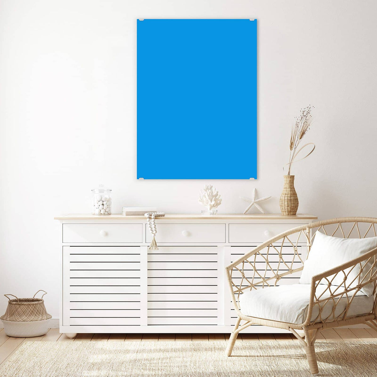 Aufhängung liegt bei – Motiv später wechselbar – Wandbild - Wasserblau - Hochformat