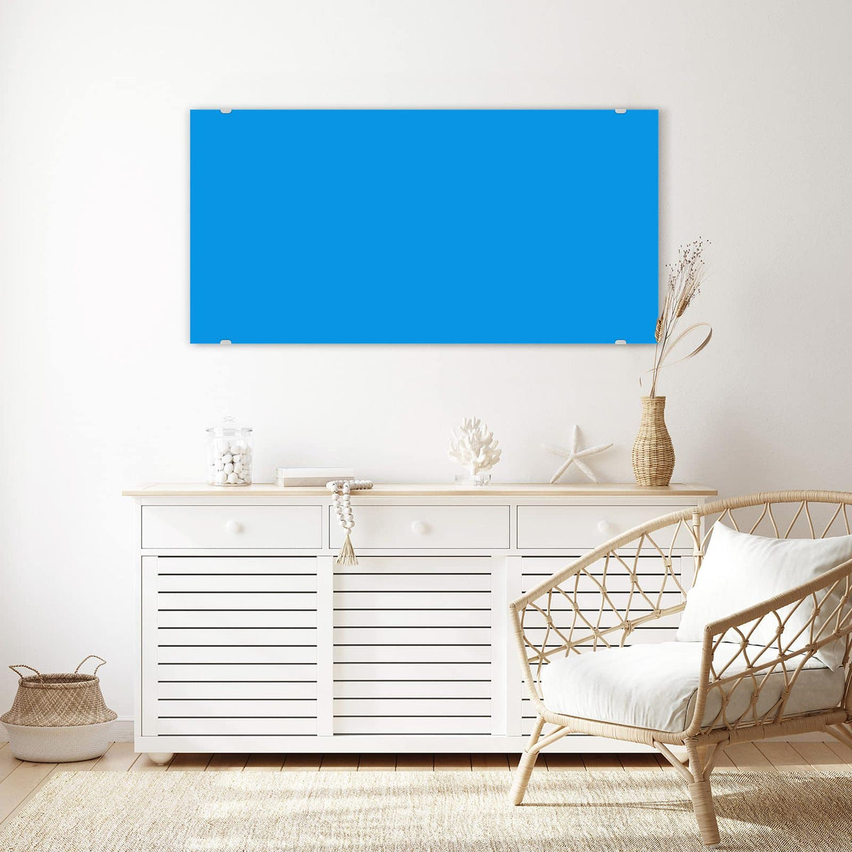 Echtglas, 4 mm – kein Acryl, keine Folie – Wandbild - Wasserblau - Querformat