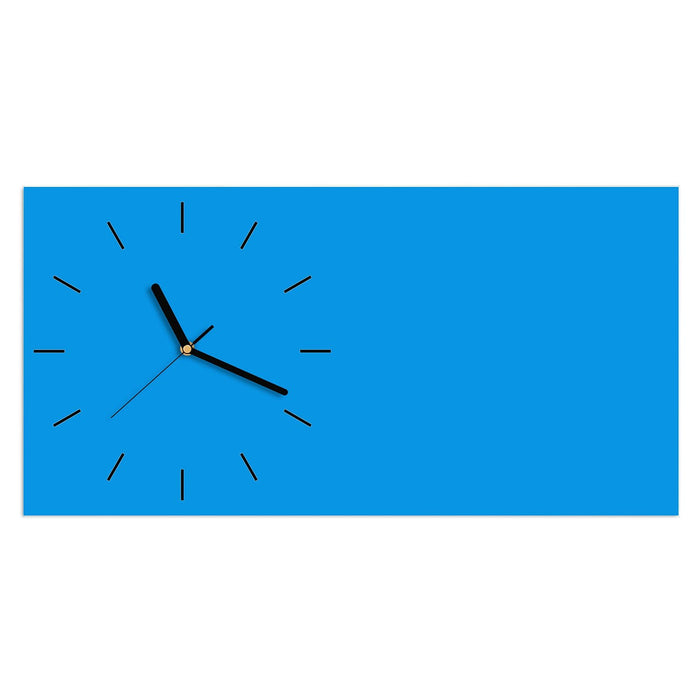 Wanduhr Hellblauer Hintergrund II aus Glas – Querformat 60 × 30 cm mit Ziffernblatt Linie