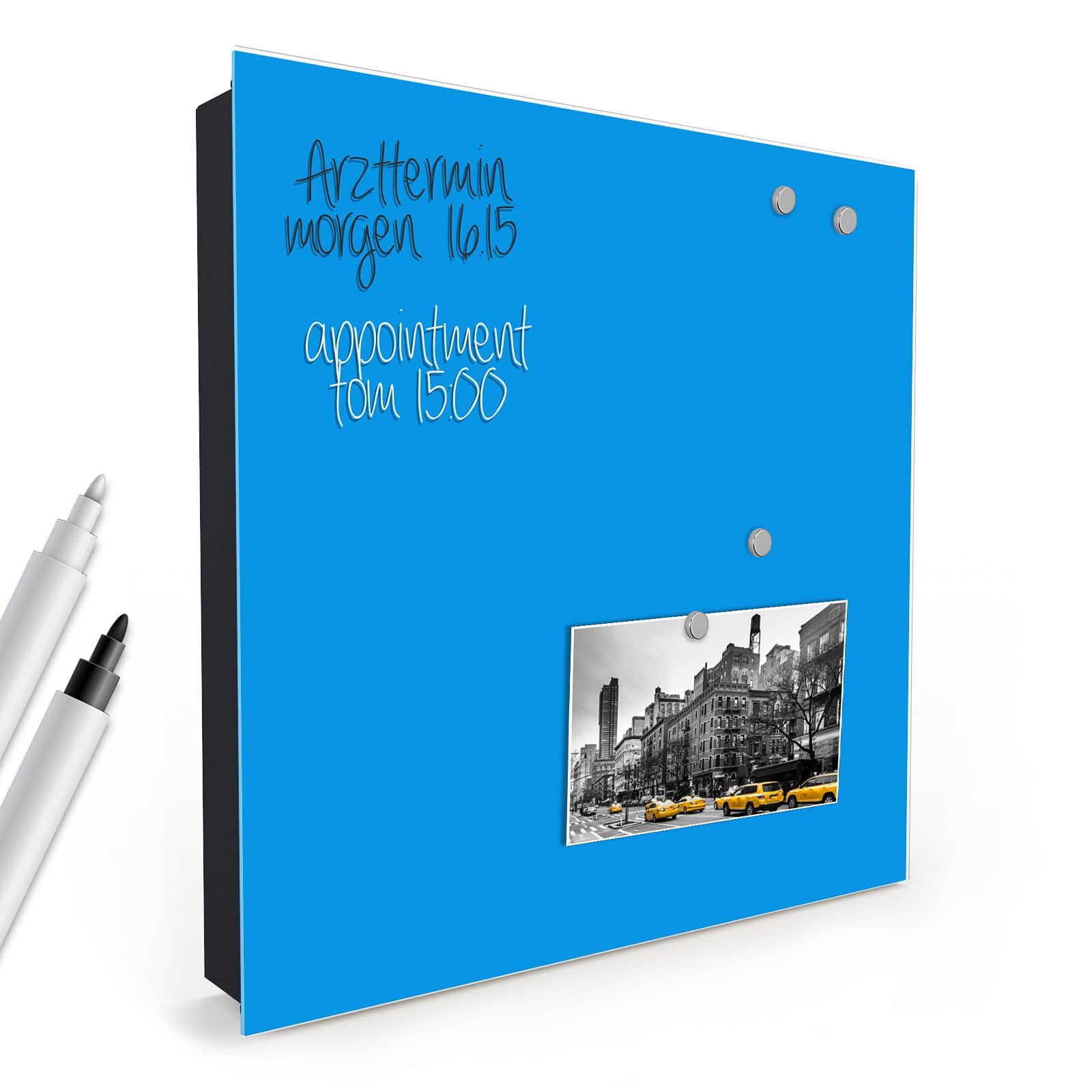 Leichter schlüsselkasten vintage mit Motiv Hellblauer Hintergrund II in schräger Produktansicht mit Zubehör