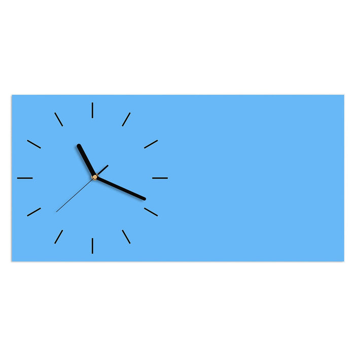 Wanduhr Himmelblauer Hintergrund aus Glas – Querformat 60 × 30 cm mit Ziffernblatt Linie