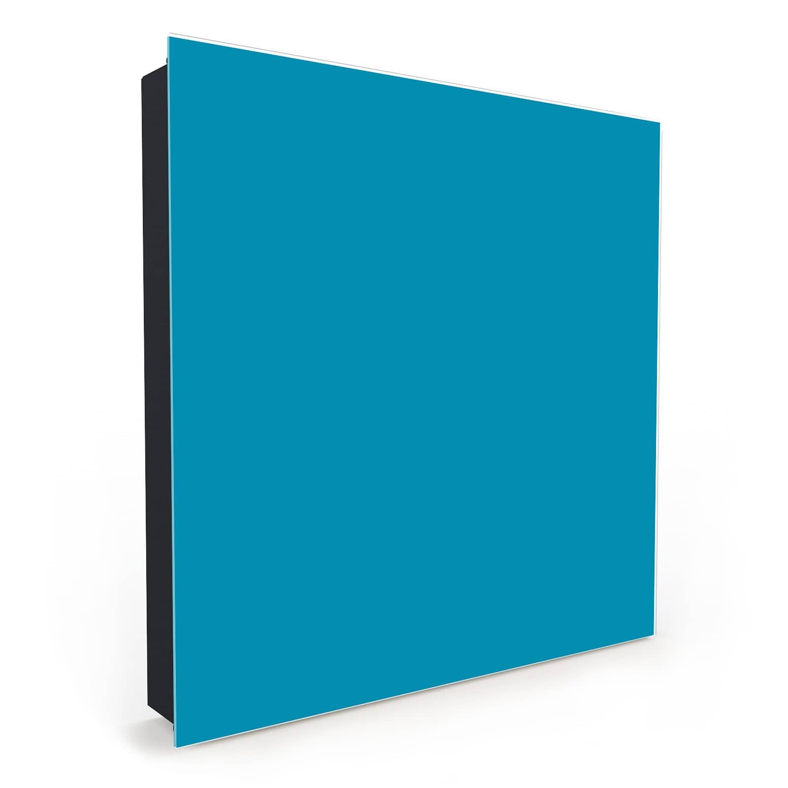 Schlüsselkasten xxl mit Motiv Türkiser Hintergrund I in Seitenansicht mit glatter Glasfront #türöffnung_Links