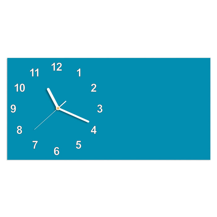Wanduhr Türkiser Hintergrund I aus Glas – Querformat 60 × 30 cm mit Ziffernblatt Modern