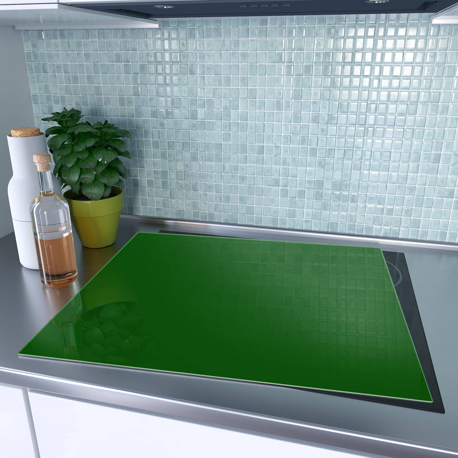 1-teilige Herdabdeckplatten aus Glas mit Dunkelgrüner Hintergrund I-Motiv auf dem Ceranfeld