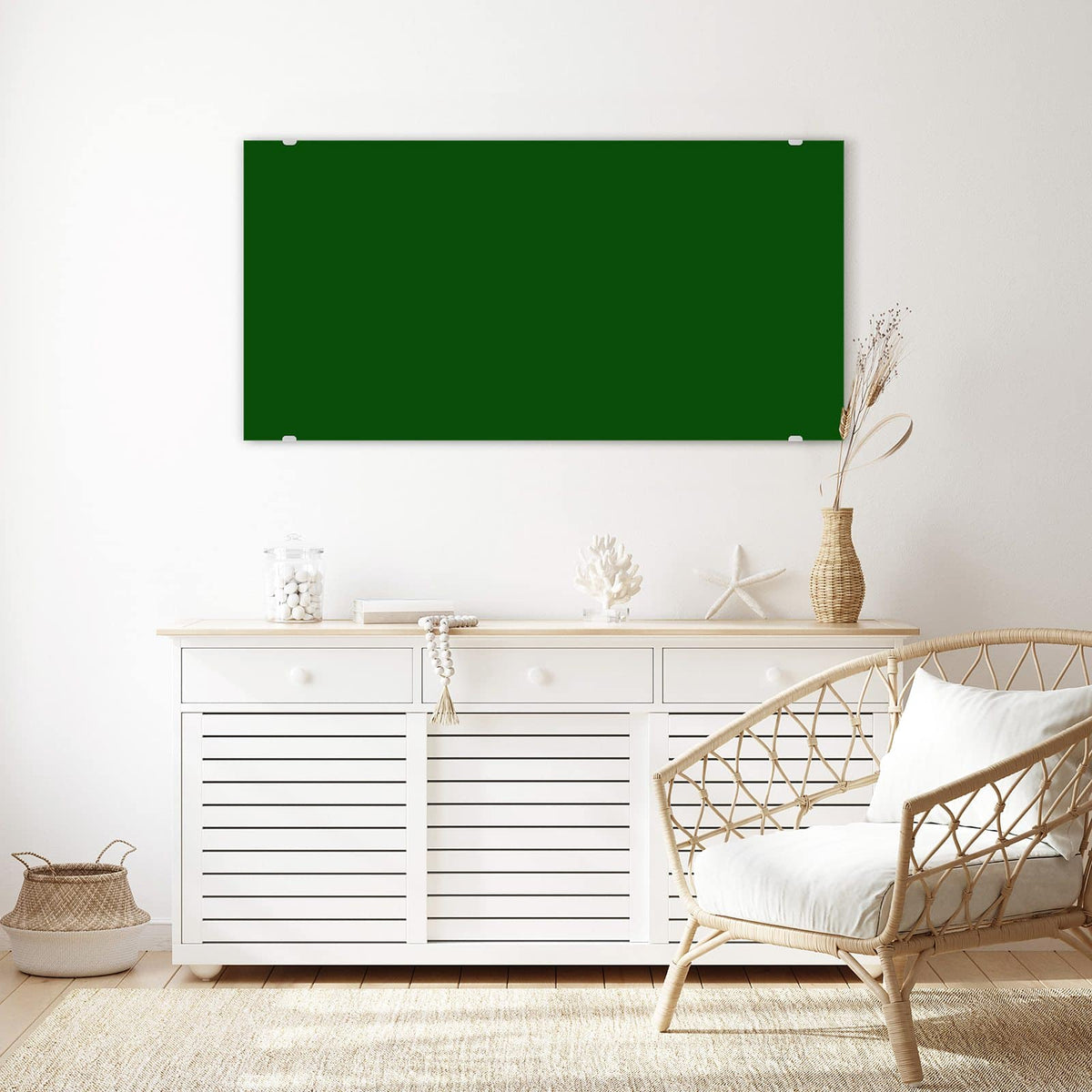 Echtglas, 4 mm – kein Acryl, keine Folie – Wandbild - Tannengrün - Querformat