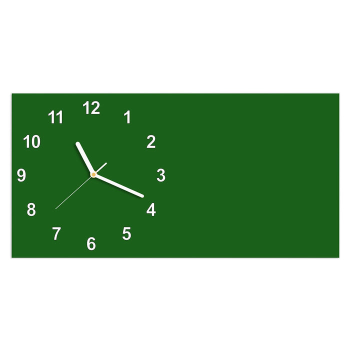 Wanduhr Dunkelgrüner Hintergrund II aus Glas – Querformat 60 × 30 cm mit Ziffernblatt Modern