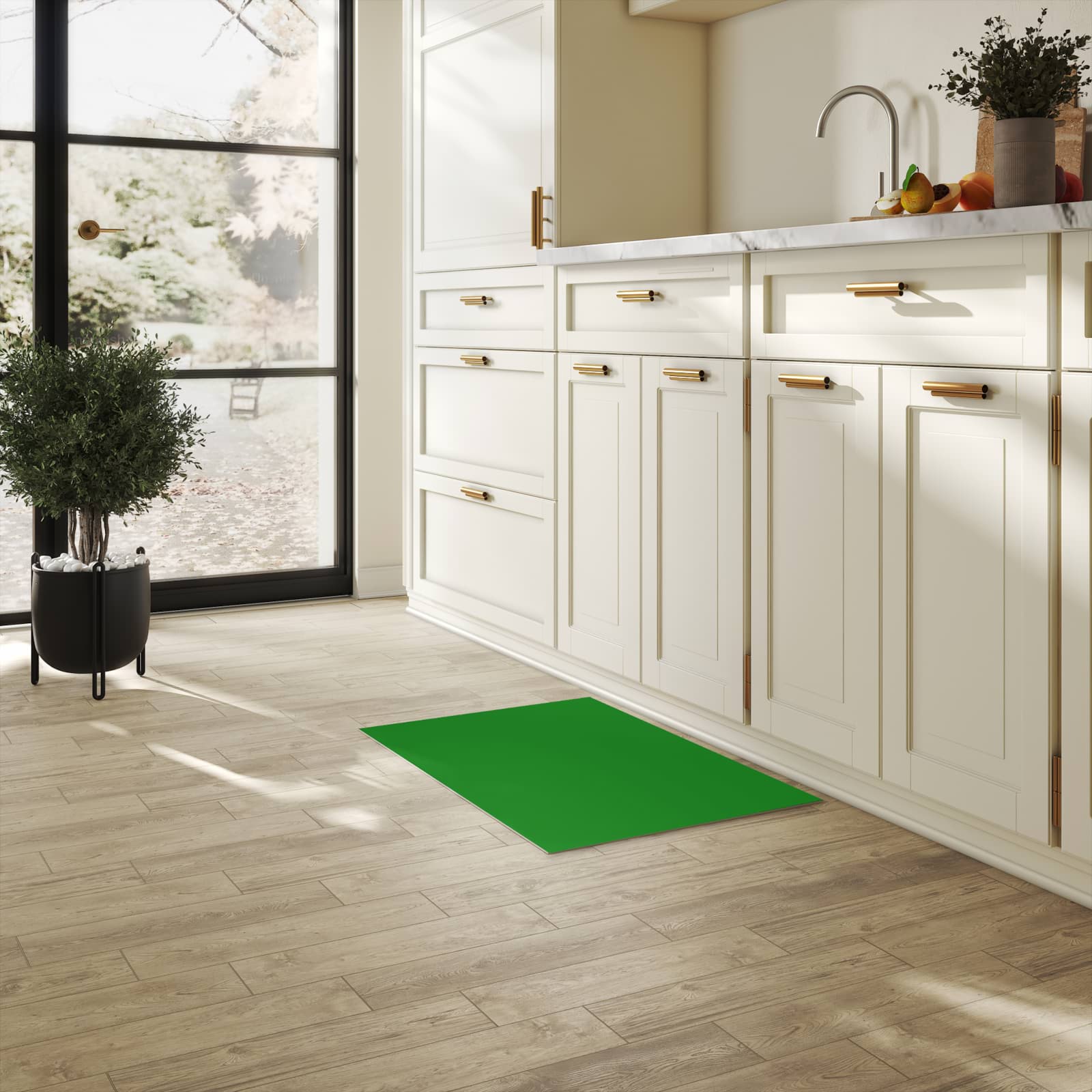 UV-beständiger Küchenläufer mit Grüner Hintergrund I-Motiv in der Küche