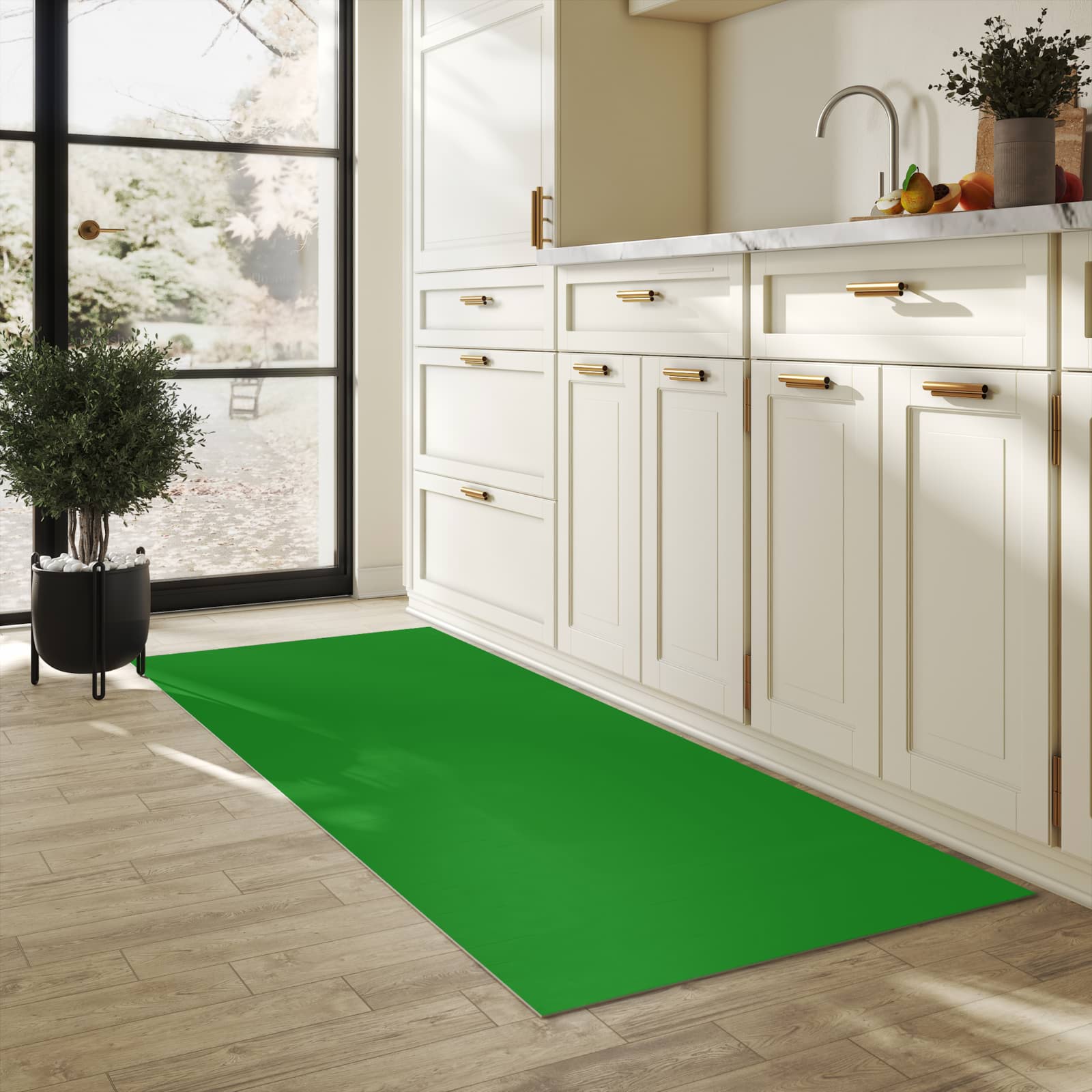 Küchenläufer mit Grüner Hintergrund I-Motiv in der Küche, einfache Reinigung