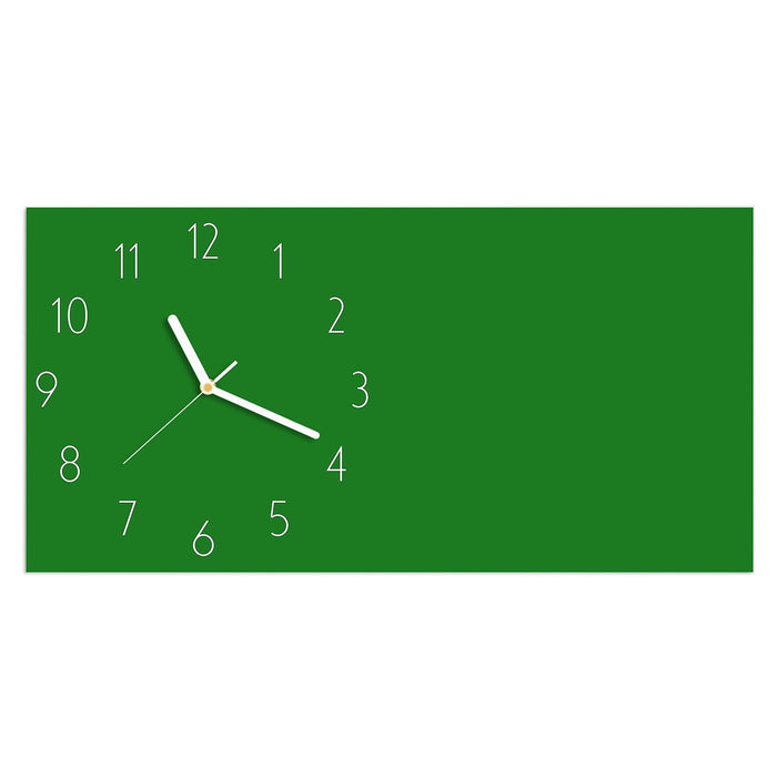 Wanduhr Grüner Hintergrund I aus Glas – Querformat 60 × 30 cm mit Ziffernblatt Elegant