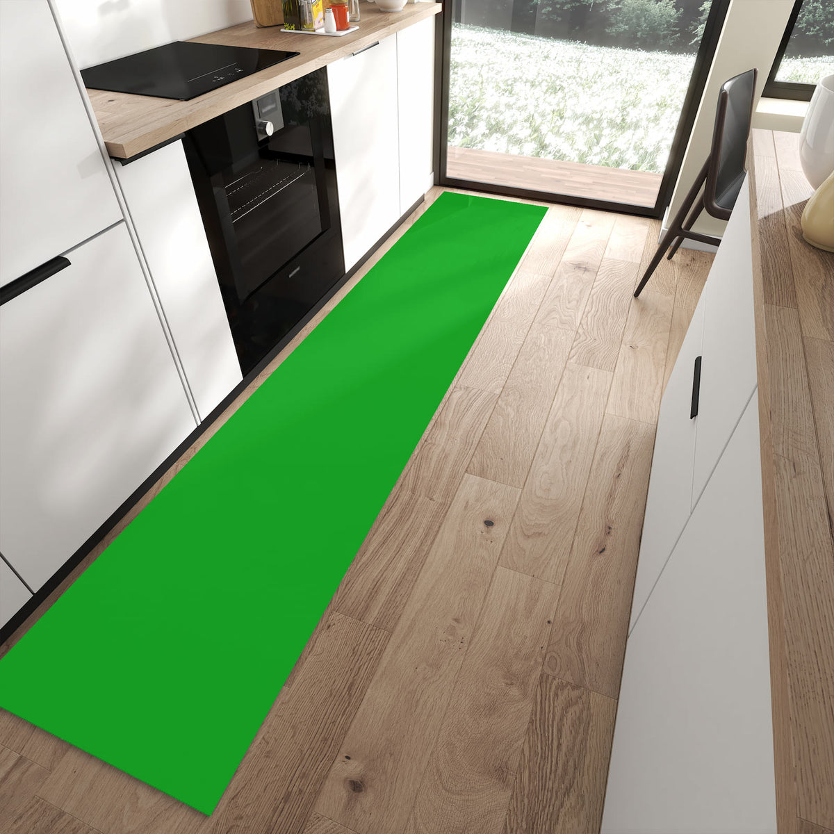 13 Größen – von 60 × 90 bis 80 × 300 cm – Küchenläufer - Grasgrüner Hintergrund