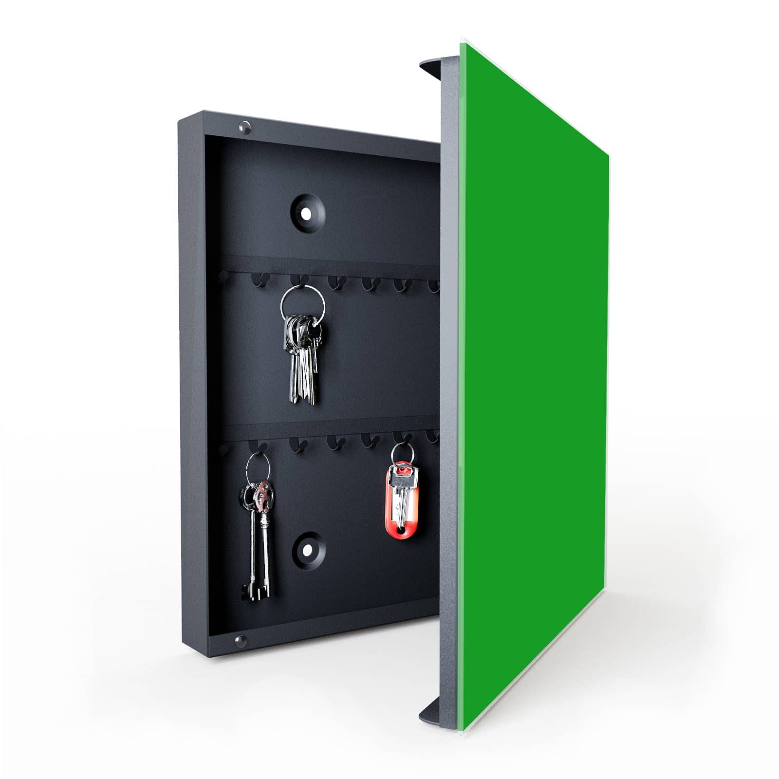 UV-beständiger Schlüsselkasten mit Motiv Grasgrüner Hintergrund in geöffneter Innenansicht