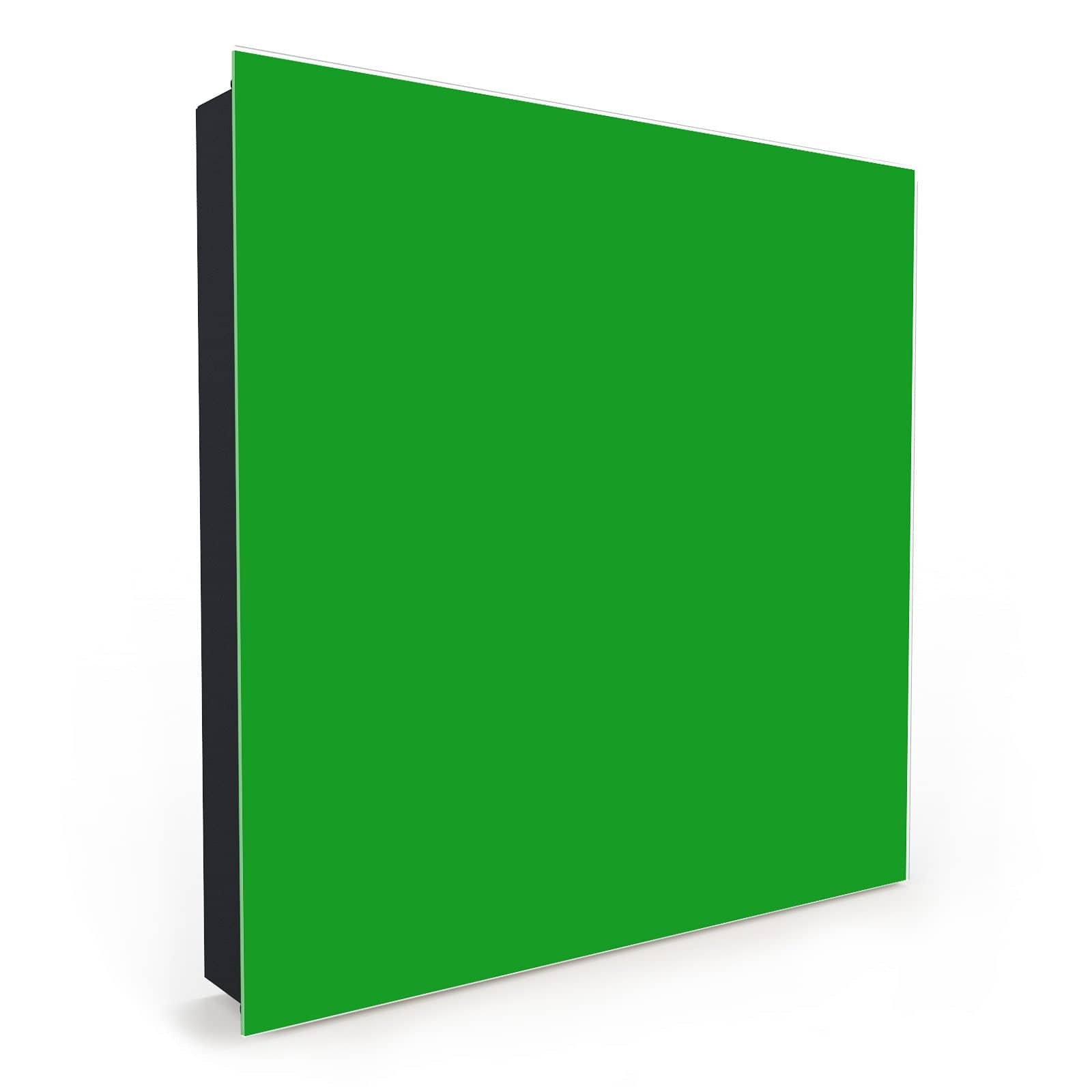 Stoßfester Schlüsselkasten modern mit Motiv Grasgrüner Hintergrund in Seitenansicht mit Glasfront #türöffnung_Links