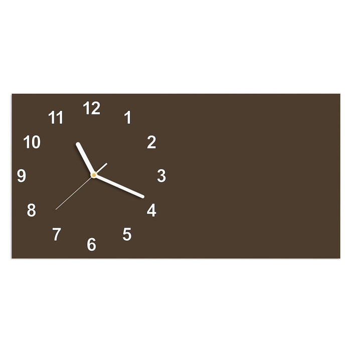 Wanduhr Dunkelbrauner Hintergrund aus Glas – Querformat 60 × 30 cm mit Ziffernblatt Modern