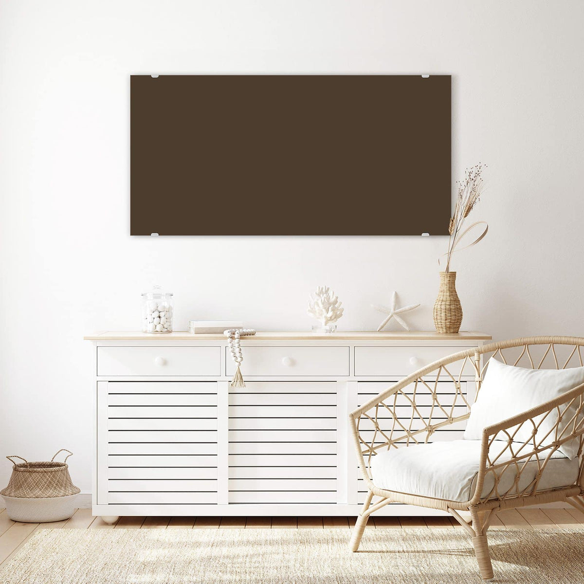 Echtglas, 4 mm – kein Acryl, keine Folie – Wandbild - Mokkabrauner Hintergrund - Querformat