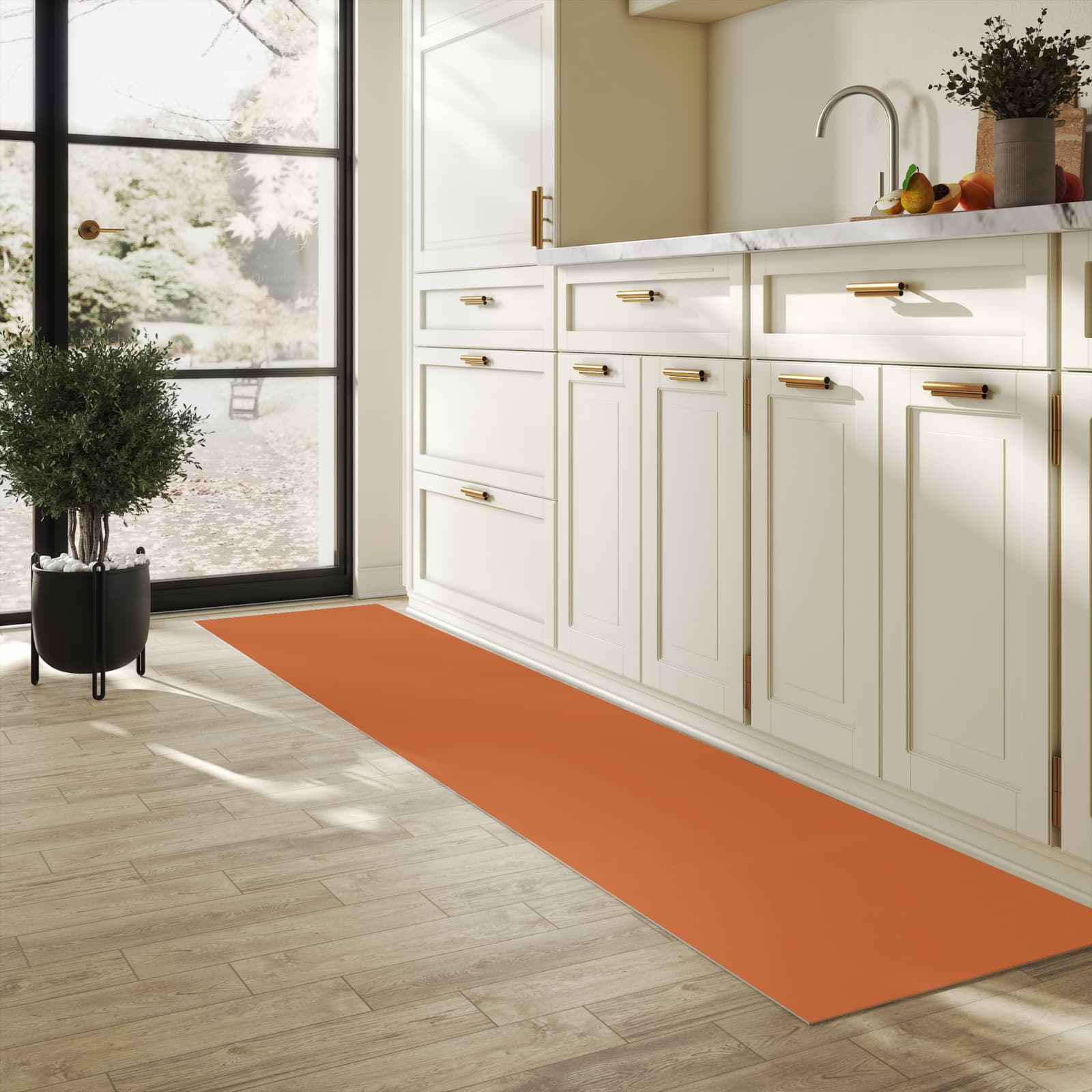 Küchenläufer mit braunem Hintergrund in der Küche - bietet Trittkomfort