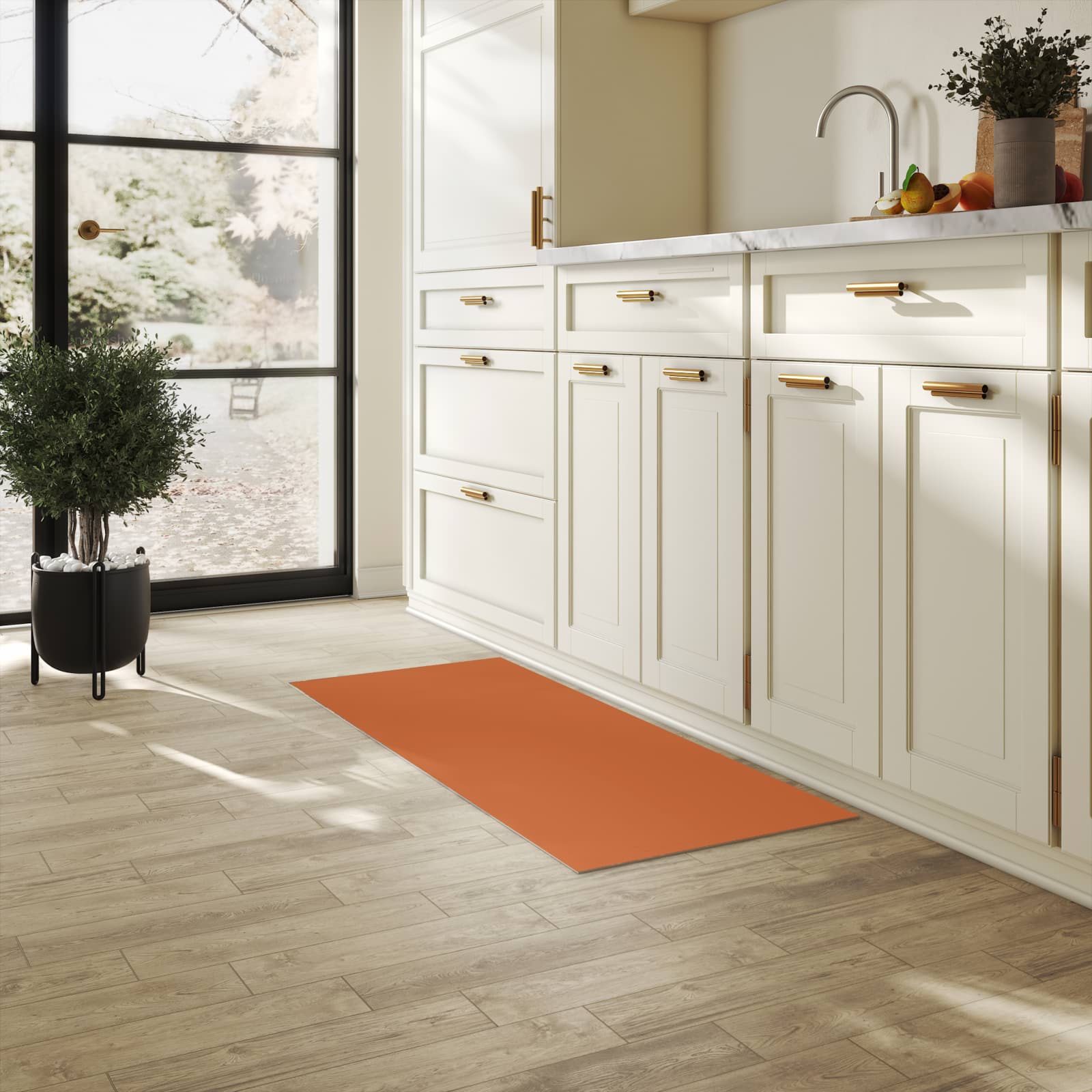 Fleckenresistenter Teppich für Küche mit braunem Hintergrund-Motiv in der Küche