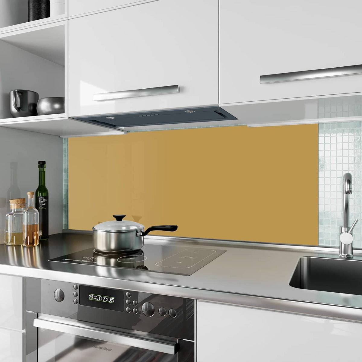 Küchenrückwand Khakibrauner Hintergrund aus Glas – Erdiges Khakibraun als ruhige Fläche
