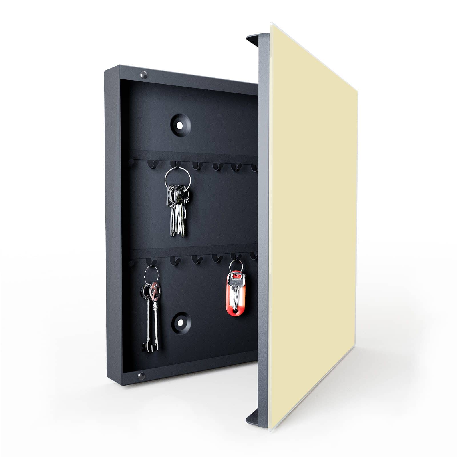 Magnetische Schlüsselaufbewahrung mit Motiv Beiger Hintergrund in geöffneter Innenansicht