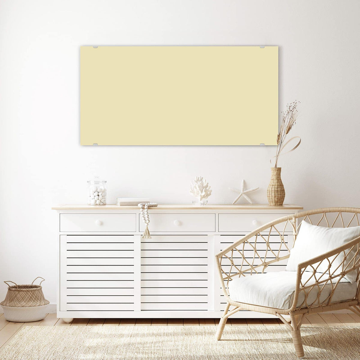 Echtglas, 4 mm – kein Acryl, keine Folie – Wandbild - Sandbeige - Querformat