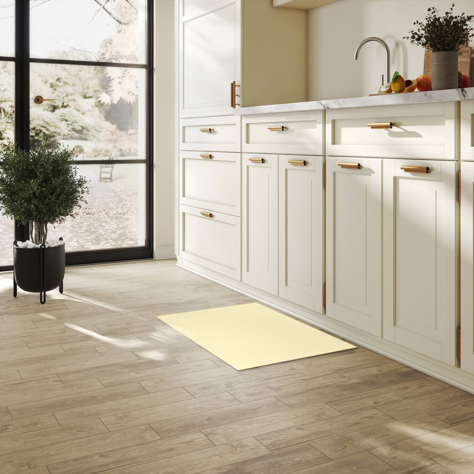 Langlebiger waschbarer Läufer mit beigem Hintergrund-Motiv in der Küche