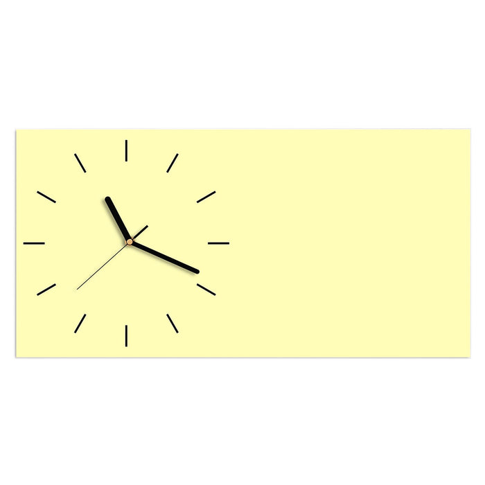 Wanduhr Cremefarbener Hintergrund aus Glas – Querformat 60 × 30 cm mit Ziffernblatt Linie