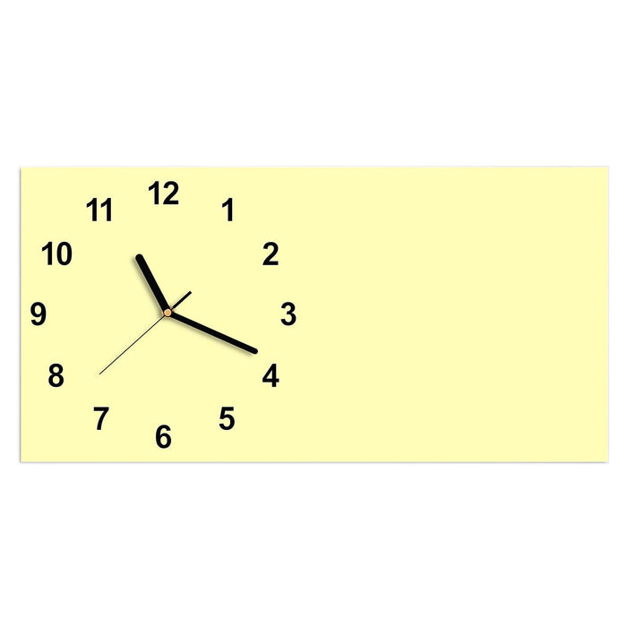 Wanduhr Cremefarbener Hintergrund aus Glas – Querformat 60 × 30 cm mit Ziffernblatt Modern