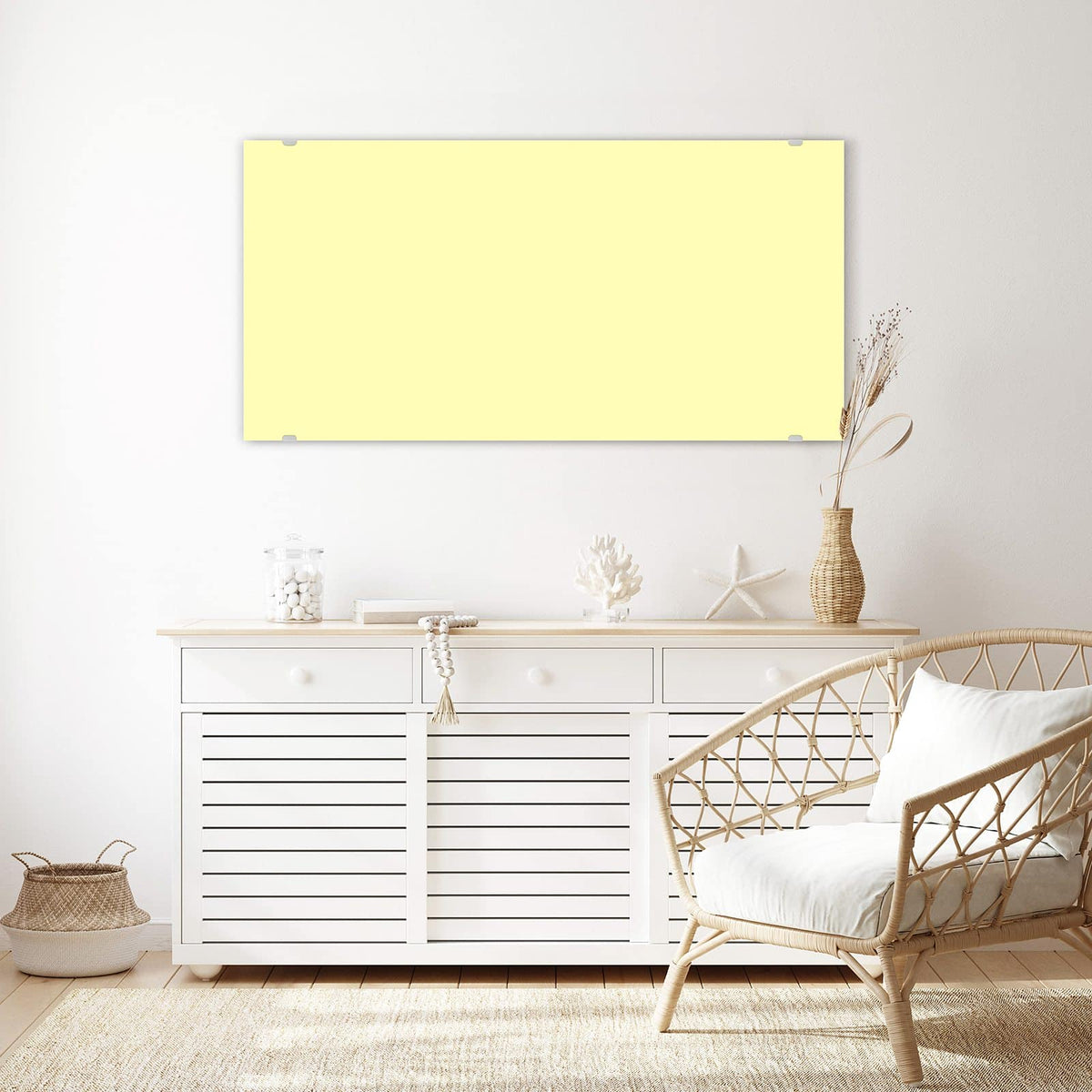 Echtglas, 4 mm – kein Acryl, keine Folie – Wandbild - Hellgelber Hintergrund - Querformat