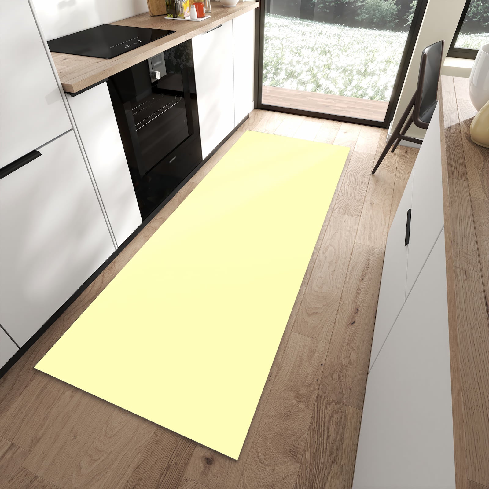 Küchenläufer mit cremefarbenem Hintergrund in moderner Küche, einfache Reinigung