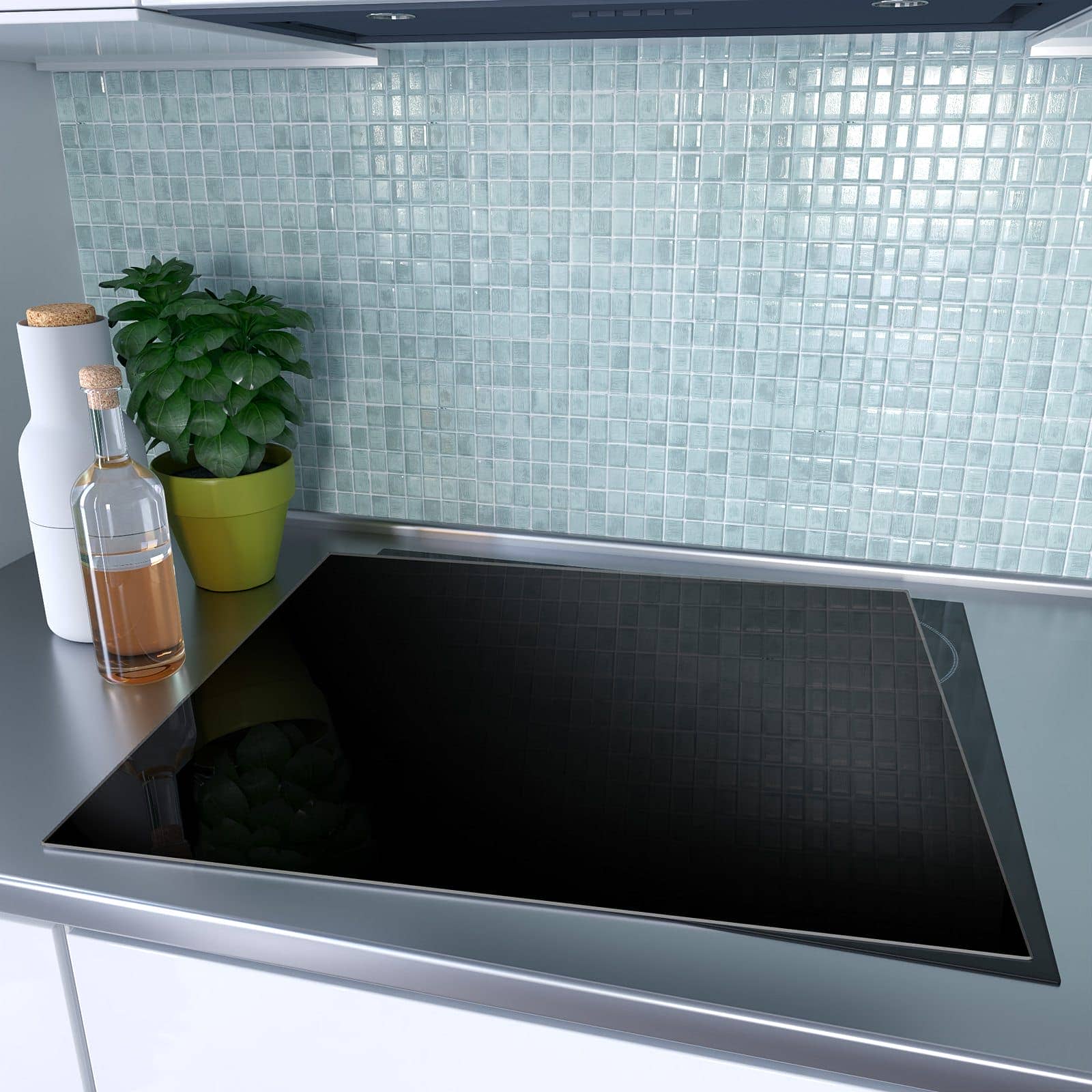 1-teilige Ceranfeld Abdeckplatten mit Schwarzer Hintergrund-Motiv auf dem Ceranfeld