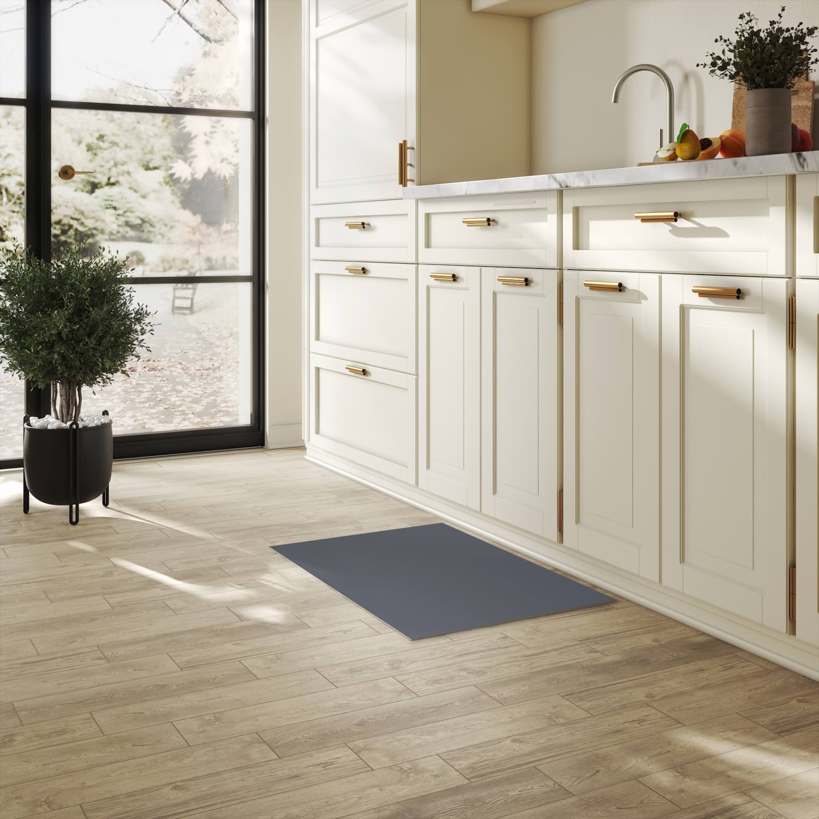 Küchenläufer mit dunkelgrauem Hintergrund in der Küche, einfache Reinigung