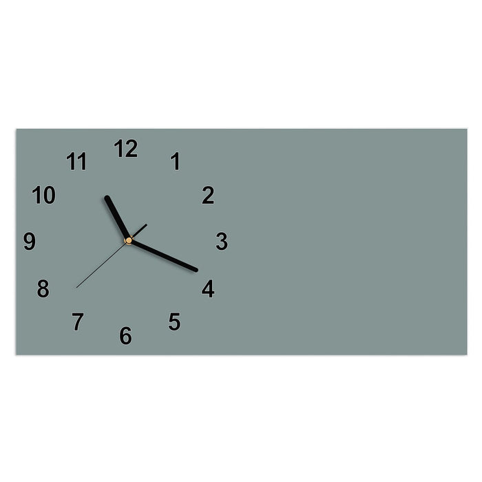 Wanduhr Grauer Hintergrund I aus Glas – Querformat 60 × 30 cm mit Ziffernblatt Modern